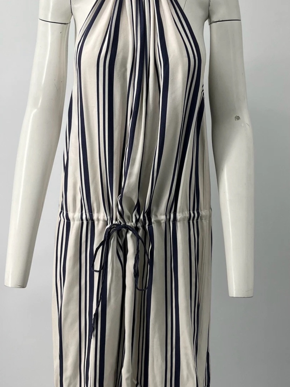 Ulla Johnson Cream and Navy Vertical Stripe Midi Dress